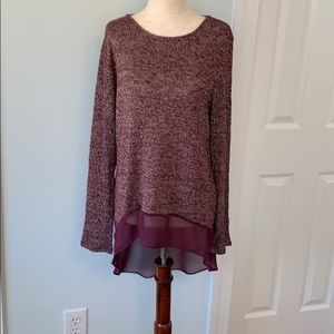 Gianni Bini High Low Sweater, Oxblood & gold. Sz L